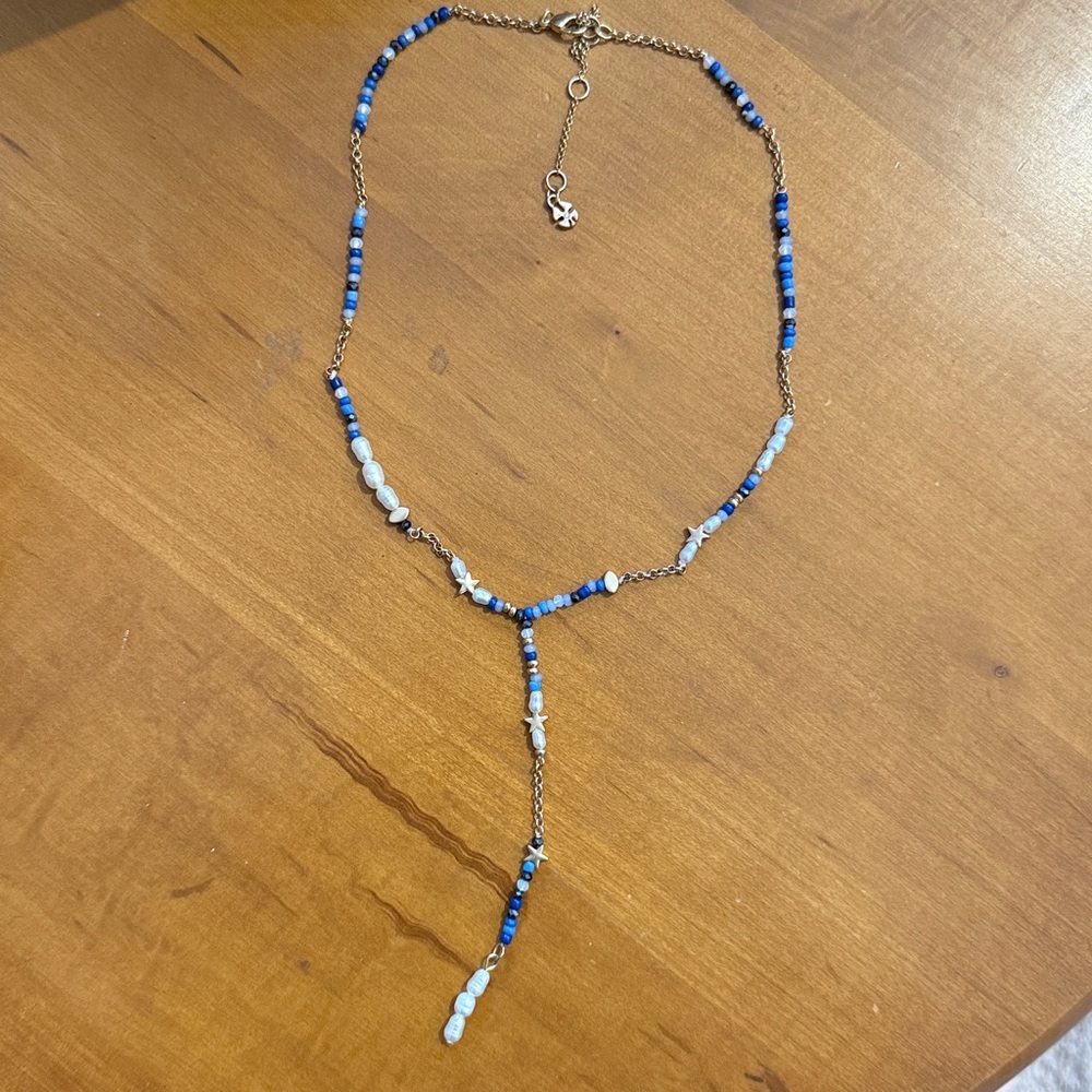 Lucky Brand Blue and Gold Beaded Necklace